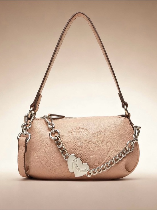 Juicy Couture Handbags - Juicy Couture Blush Pink Embossed Crest Heart Chain Shoulder Crossbody Bag